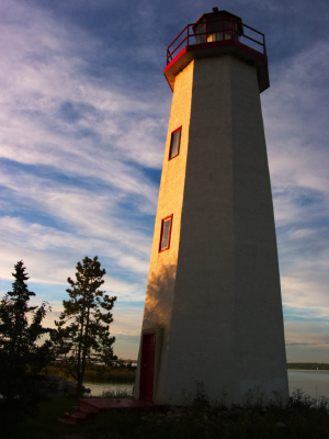 The Lighthouse at dusk in Sylvan Lake Alberta