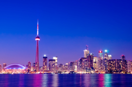 Photo of Toronto at dusk. Send flowers in Toronto Ontario and the G.T.A. with our same day flower delivery guarantee.